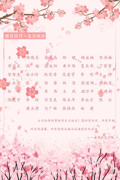 【生日祝?！抗ё?月生日的員工生日快樂！