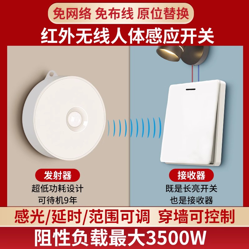 SP_WT05/SP_WR02 86盒安裝無(wú)線(xiàn)感應(yīng)開(kāi)關(guān)